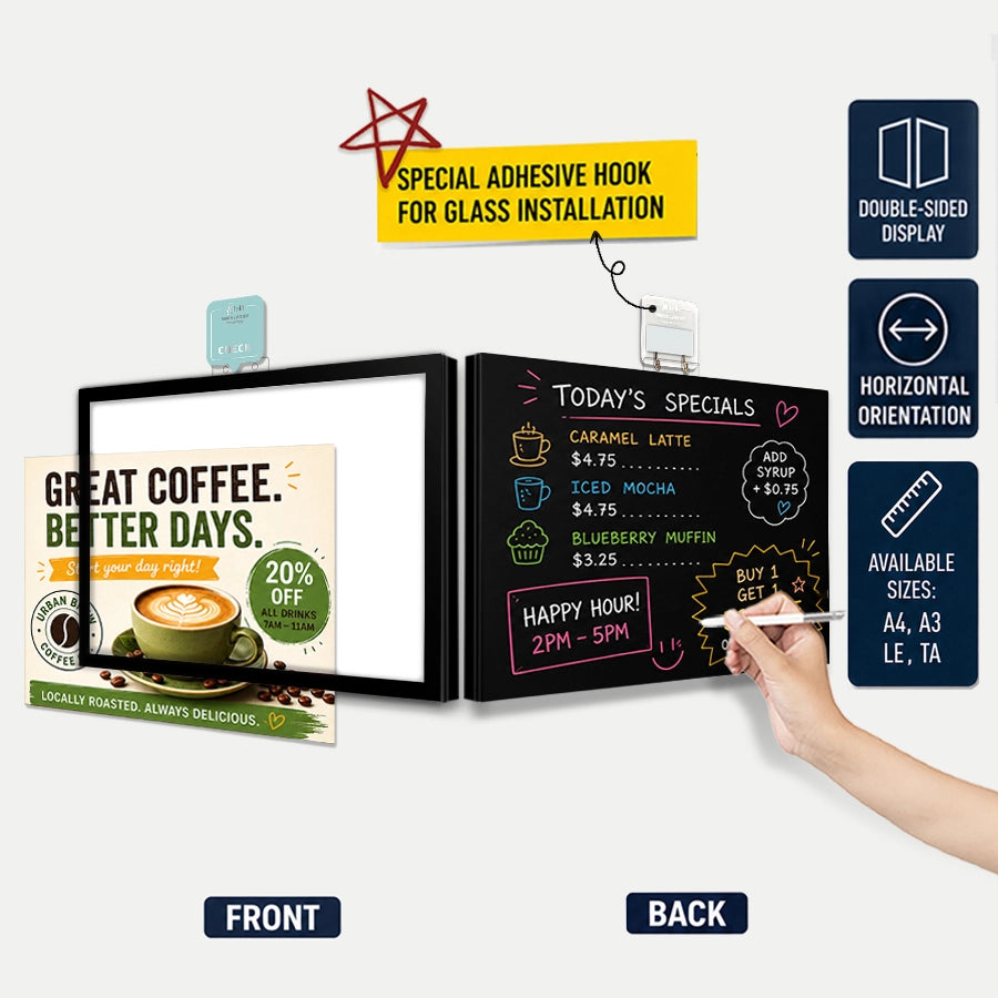 LED Backlit Window Poster Display | Wtalk (Landscape)