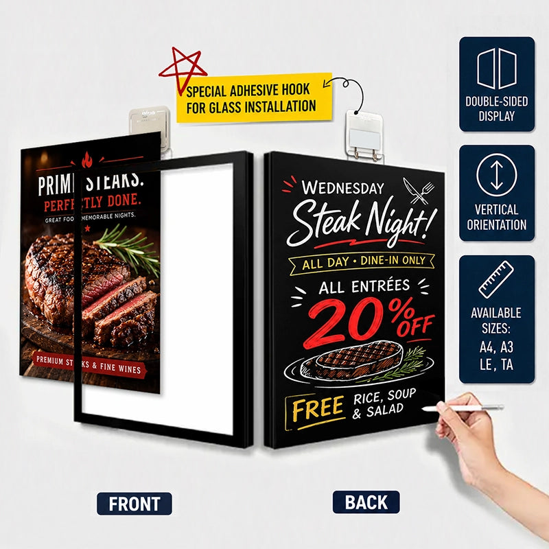 LED Backlit Window Poster Display | Wtalk (Portrait)