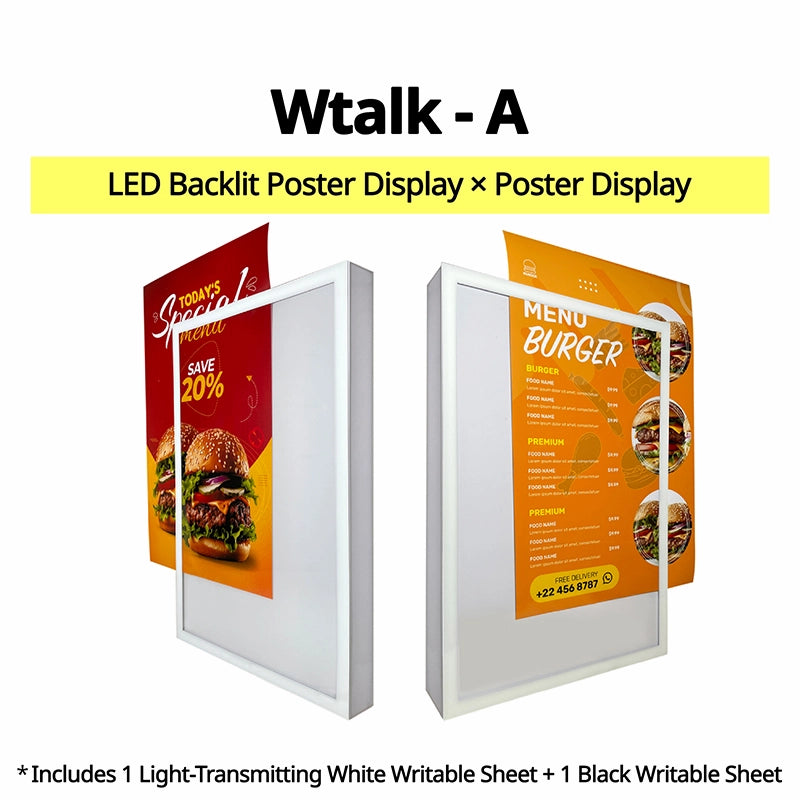 Wtalk A double-sided LED backlit poster window display with front and back poster advertising panels, #type_a