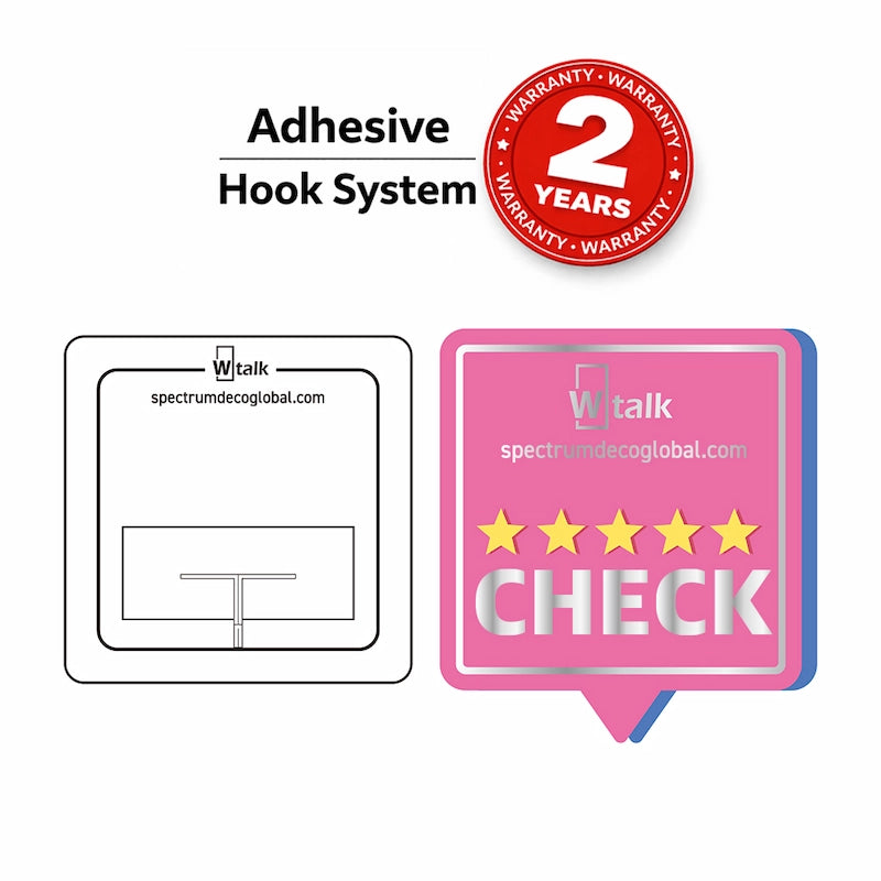 Wtalk adhesive hook system for secure storefront glass installation with 2-year warranty, #type_b