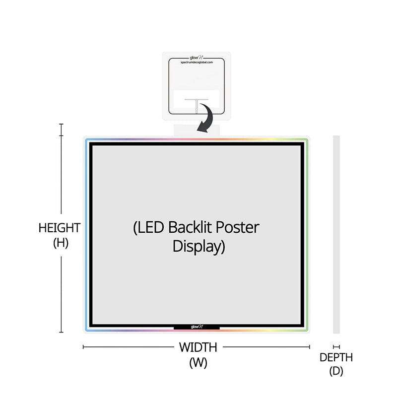 glowN Pro double-sided window display sign featuring LED poster illumination and neon border lighting details